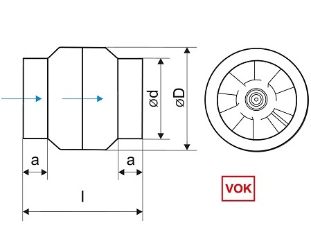 Dimensiones del ventilador VOK120 100mm